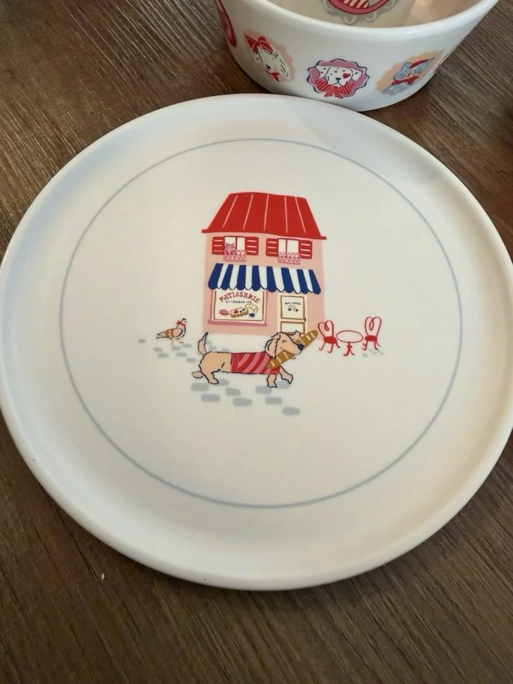 Target Pillowfort kids Dinnerware Set with Persian dog Bakery theme
